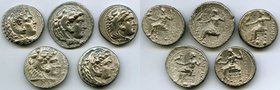 ANCIENT LOTS. Greek. Macedonian Kingdom. Ca. 336-323 BC. Lot of five (5) AR tetradrachms. About VF. Includes: (5) Alexander III the Great (336-323 BC)...