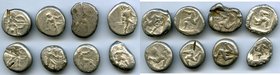 ANCIENT LOTS. Greek. Pamphylia. Aspendus. Ca. mid-5th century BC. Lot of eight (8) AR staters. Fine-About VF, test cuts. Includes: Hoplite and triskel...