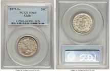 Republic 20 Centavos 1879-So MS65 PCGS, Santiago mint, KM138.2. First year of issue for series. 

HID09801242017