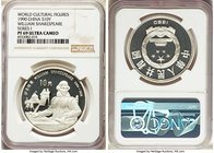 People's Republic 4-Piece Lot of Certified silver Proof 10 Yuan NGC, 1) "William Shakespeare" 10 Yuan 1990 - PR69 Ultra Cameo, KM306. Series I 2) "Lud...