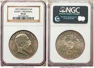 Baden. Friedrich I Proof 5 Mark 1907 PR63 NGC, KM279. Gleaming fields with lightly frosted devices.

HID09801242017
