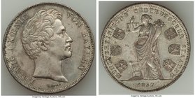 Bavaria. Ludwig I "Monetary Union" 2 Taler 1837 XF, Munich mint, KM792. 38.0mm. 37.14gm. Partially hidden reflectivity gray and pastel shades of tone....