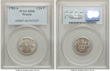 Prussia. Friedrich II 1/24 Taler 1782-A MS66 PCGS, Berlin mint, KM296. Cloudy gray with light gold and blue toning. 

HID09801242017