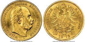Prussia. Wilhelm I gold 10 Mark 1872-A MS65 NGC, Berlin mint, KM502. Beautiful gem coin with no planchet flaws.

HID09801242017