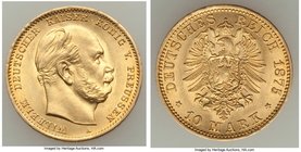 Prussia. Wilhelm I gold 10 Mark 1875-A UNC, Berlin mint, KM504. 19.5mm. 3.98gm. 

HID09801242017