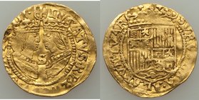 Zwolle. City gold Imitative Ducat ND (1590-1597) Good XF, Fr-210, Delm-1130. 23mm. 3.42gm. Copying a Spanish Excelente of Ferdinand and Isabella from ...