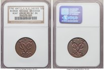 Dutch Colony. United East India Company Mint Error - Mirror Reverse Brockage Duit 1790 MS62 Brown NGC, KM111.4. Struck in 1840-1843. 

HID09801242017