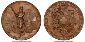 Confederation bronzed copper Specimen "Geneva Shooting Festival" Medal 1887 SP65 PCGS, Richter-628d. 45mm. TOUT POUR LA PATRIE 1519-1526 1584-1814. Sw...
