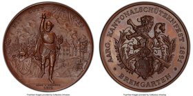 Confederation bronze "Aargau Shooting Festival" 1891 MS65 Brown PCGS, Richter-14c; Martin-13. By H. Bovy, L. Furet and R. Dorer. 45mm. For the Cantona...