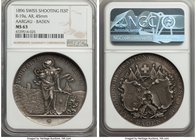Confederation silver "Aargau Shooting Festival" Medal 1896 MS63 NGC, Richter-19a. 45mm. By F. Homberg. For the Shooting festival in Baden in the canto...