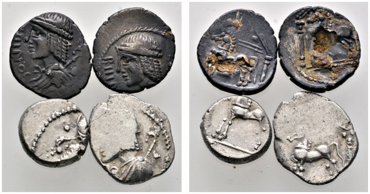 Keltische Münzen 
 Gallia 
 Belenos 
 Lot (4 Stücke): Quinare ca. 55 v. Chr. ...