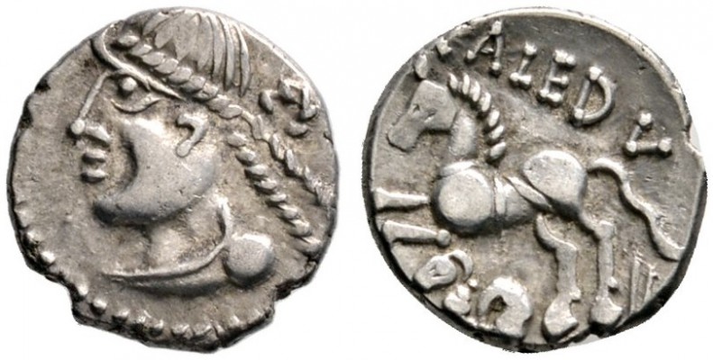 Keltische Münzen 
 Gallia 
 Caletes 
 Quinar ca. 55 v. Chr. Büste nach links ...