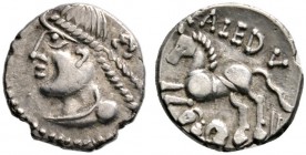Keltische Münzen 
 Gallia 
 Caletes 
 Quinar ca. 55 v. Chr. Büste nach links / Pferd nach links über Schlange, darüber CALEDV. LT 7174. 1,85 g
 be...