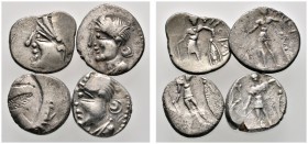 Keltische Münzen 
 Gallia 
 Pictones (Poitou) 
 Lot (4 Stücke): Quinare. Wie vorher. LT 4484.
 schön-sehr schön, sehr schön