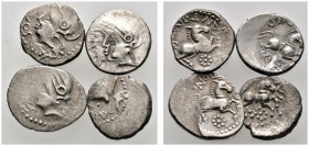 Keltische Münzen 
 Gallia 
 Santones 
 Lot (4 Stücke): Quinare Wie vorher. LT 4525.
 schön-sehr schön, sehr schön