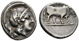 Griechische Münzen 
 Lukania 
 Thurioi 
 Didrachme ca. 425-400 v. Chr. Athenakopf mit attischem Helm nach rechts / Stier nach rechts stoßend. 7,35 ...