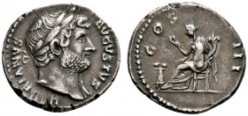 Römische Münzen 
 Kaiserzeit 
 Hadrianus 117-138 
 Denar 125/128 -Rom-. HADRIANVS AVGVSTVS. Belorbeerte Büste nach rechts, die linke Schulter leich...