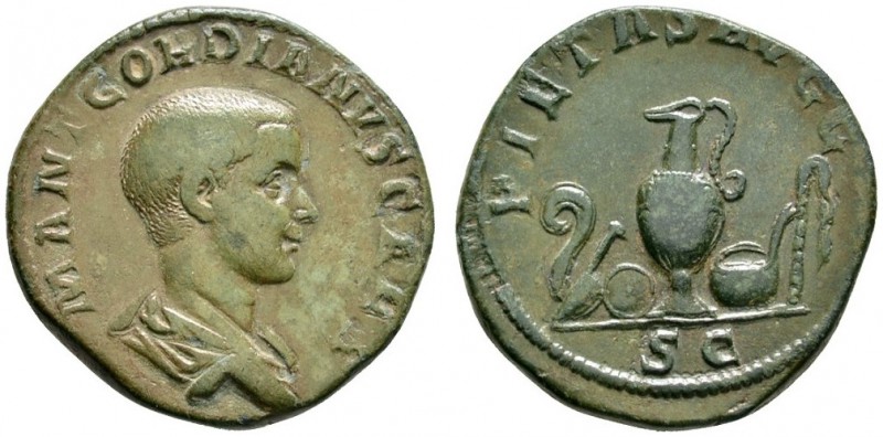 Römische Münzen 
 Kaiserzeit 
 Gordianus III. 238-244 
 Sesterz (Prägung als ...