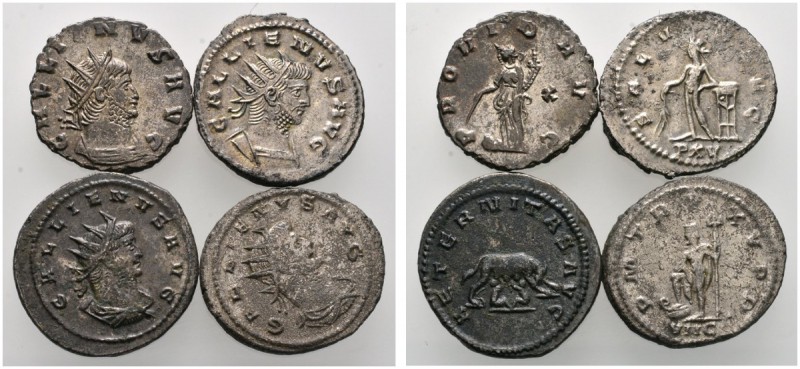 Römische Münzen 
 Kaiserzeit 
 Gallienus 253-268 
 Lot (4 Stücke): Antoninian...