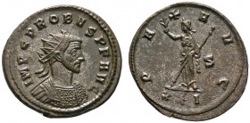 Römische Münzen 
 Kaiserzeit 
 Probus 276-282 
 Antoninian -Siscia-. IMP C PROBVS P F AVG. Brustbild mit Strahlenkrone im Harnisch nach rechts / PA...