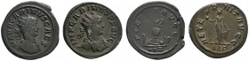 Römische Münzen 
 Kaiserzeit 
 Carinus 283-285 
 Lot (2 Stücke): Antoniniane -Lugdunum- bzw. -Rom-. Gepanzertes und drapiertes Brustbild mit Strahl...
