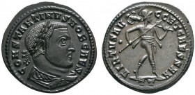 Römische Münzen 
 Kaiserzeit 
 Constantinus I. Caesar 306-309 
 Folles 306 -Ticinum-. CONSTANTINVS NOB CAES. Belorbeerte und drapierte Büste nach r...