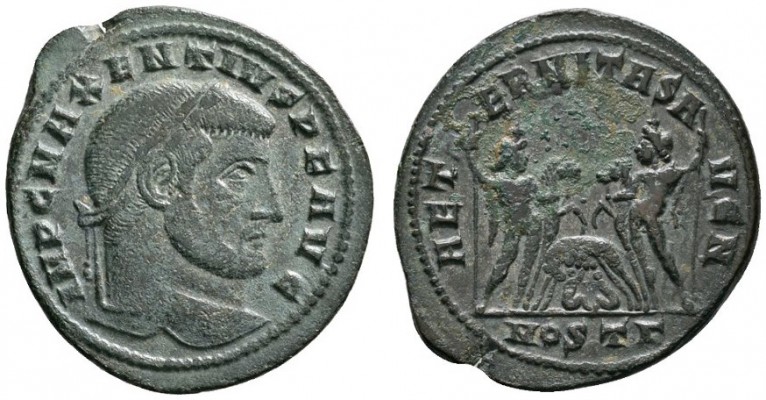 Römische Münzen 
 Kaiserzeit 
 Maxentius 306-312 
 Folles 309 -Ostia-. IMP C ...