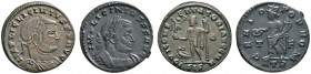 Römische Münzen 
 Kaiserzeit 
 Licinius I. 308-324 
 Lot (2 Stücke): Folles. Belorbeerte Panzerbüste nach rechts / Jupiter nach links stehend (-Sis...