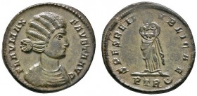 Römische Münzen 
 Kaiserzeit 
 Fausta †326, Gemahlin Constantins I 
 Folles -Trier-. FLAV MAX FAVSTA AVG. Drapierte Büste nach rechts / SPES REIPVB...