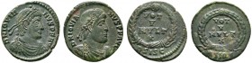 Römische Münzen 
 Kaiserzeit 
 Jovianus 363-364 
 Lot (2 Stücke): Mittelbronzen (AE-19/20 mm) Drapierte Panzerbüste mit Diadem nach rechts / Schrif...