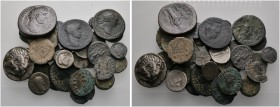 Lots antiker Münzen 
 34 Stücke: Diverse Griechen, Römer und Byzantiner. Zumeist Bronze, einige Silber.
 schön, schön-sehr schön, sehr schön