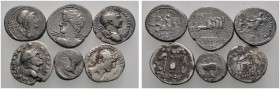 Lots antiker Münzen 
 6 Stücke: RÖMER . Quinar sowie 5 Denare (2x Republik, Trajanus, Hadrianus, Galba).
 schön-sehr schön