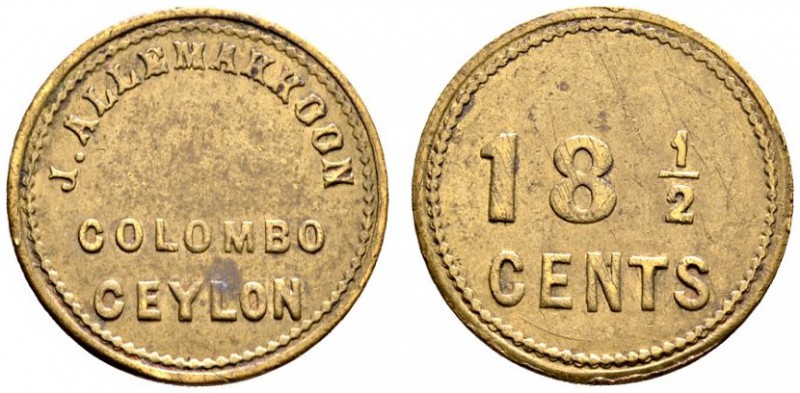 Ausländische Münzen und Medaillen 
 Ceylon, Britisch 
 Messing-Plantagengeld (...