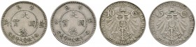 Ausländische Münzen und Medaillen 
 China-KIAU CHAU (deutsch: Kiautschou) 
 Lot (2 Stücke): 5 und 10 Cent 1909. J. 729, 730.
 kleine Randfehler, se...
