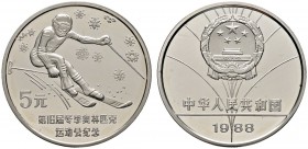 Ausländische Münzen und Medaillen 
 China-Volksrepublik 
 5 Yuan 1988. Olympiade Calgary - Abfahrtsläufer. KM 201.
 mit MDM-Zertifikat, verkapselt,...