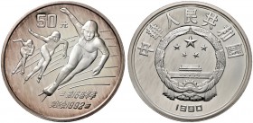 Ausländische Münzen und Medaillen 
 China-Volksrepublik 
 50 Yuan 1990. Olympiade 1992. Eisschnelllauf. KM 297. 155,5 g (5 Unzen Feinsilber)
 mit Z...