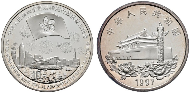Ausländische Münzen und Medaillen 
 China-Volksrepublik 
 10 Yuan 1997. Rückke...