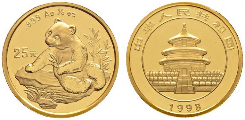Ausländische Münzen und Medaillen 
 China-Volksrepublik 
 25 Yuan 1998. Panda....