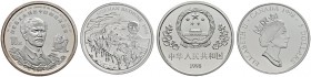 Ausländische Münzen und Medaillen 
 China-Volksrepublik 
 2-tlg. Set, bestehend aus: 10 Yuan 1998. 60. Jahrestag der Ankunft von Norman Bethune sowi...