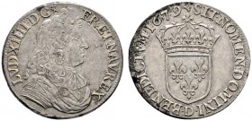 Ausländische Münzen und Medaillen 
 Frankreich-Königreich 
 Louis XIV. 1643-1715 
 1/2 Ecu a' la cravate 1679 -Lyon-. Gad. 178, Ciani 1874, Dupl. 1...