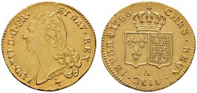 Ausländische Münzen und Medaillen 
 Frankreich-Königreich 
 Louis XVI. 1774-1793 
 Doppelter Louis d'or au buste nu 1786 -Paris-. Gad. 363, Ciani 2...