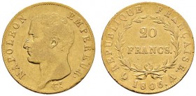 Ausländische Münzen und Medaillen 
 Frankreich-Königreich 
 Napoleon I. 1804-1815 
 20 Francs 1807 -Paris-. Gad. 1023a, Fr. 487a. 6,42 g
 minimale...