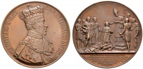 Ausländische Münzen und Medaillen 
 Frankreich-Königreich 
 Charles X. 1824-1830 
 Große Bronzemedaille 1825 von Gatteaux und Barre, auf die Königs...