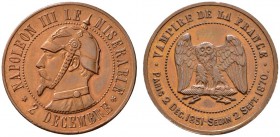 Ausländische Münzen und Medaillen 
 Frankreich-Königreich 
 Napoleon III. 1852-1870 
 Kupferne Spottmedaille 1870 unsigniert, auf seine Gefangennah...