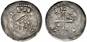 Ausländische Münzen und Medaillen 
 Frankreich-Metz, Bistum 
 Adalberon IV. 1097-1117 
 Denar. Brustbild nach rechts / Kreuz, in den Winkeln je ein...