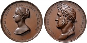 Ausländische Münzen und Medaillen 
 Großbritannien 
 Victoria 1837-1901 
 Bronzemedaille 1843 von Montagny, auf ihren Besuch bei König Louis Philip...