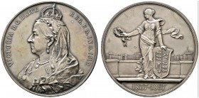 Ausländische Münzen und Medaillen 
 Großbritannien 
 Victoria 1837-1901 
 Mattierte Silbermedaille 1897 unsigniert, auf das 60-jährige Regierungsju...