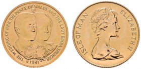 Ausländische Münzen und Medaillen 
 Isle of Man 
 1/2 Pound 1981. Hochzeit von Prinz Charles mit Lady Diana. KM 85, Fr. 22. 4,03 g. Auflage: 30.000 ...