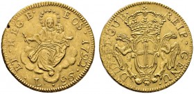 Ausländische Münzen und Medaillen 
 Italien-Genua 
 Republik 
 96 Lire 1792. Madonna mit Kind und Zepter auf Wolken thronend / Gekrönter Wappen­sch...