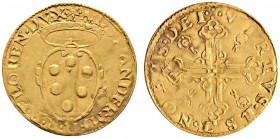 Ausländische Münzen und Medaillen 
 Italien-Toskana/Florenz 
 Alessandro de Medici 1531-1536 
 Scudo d'oro o.J. (1533/36) -Florenz-. Gekrönter Wapp...